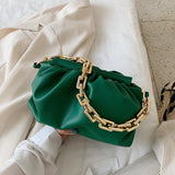 Day Clutch Thick Gold Chains Dumpling Clip Purse Bag Women Cloud Underarm Shoulder Bag Pleated Baguette Pouch Totes Handbag