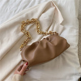 Day Clutch Thick Gold Chains Dumpling Clip Purse Bag Women Cloud Underarm Shoulder Bag Pleated Baguette Pouch Totes Handbag