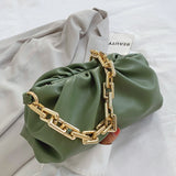 Day Clutch Thick Gold Chains Dumpling Clip Purse Bag Women Cloud Underarm Shoulder Bag Pleated Baguette Pouch Totes Handbag