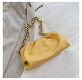 Day Clutch Thick Gold Chains Dumpling Clip Purse Bag Women Cloud Underarm Shoulder Bag Pleated Baguette Pouch Totes Handbag