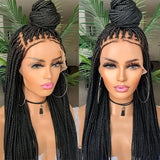 36" Full Long Knotless Classic Box Braid Synthetic Lace Wig