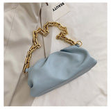 Day Clutch Thick Gold Chains Dumpling Clip Purse Bag Women Cloud Underarm Shoulder Bag Pleated Baguette Pouch Totes Handbag