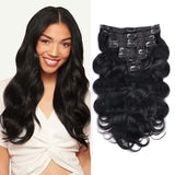 Body Wave Clip in Hair Extensions Brazilian Real Remy Hair Extensions Clip ins Natural Black Color Full Head Clip ins Human Hair