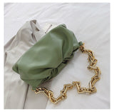 Day Clutch Thick Gold Chains Dumpling Clip Purse Bag Women Cloud Underarm Shoulder Bag Pleated Baguette Pouch Totes Handbag