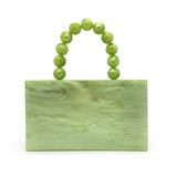 New Apple Green Acrylic Dinner Bag Beaded Handle Small Square Bag Handheld Women's Dress Bag