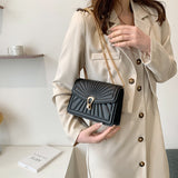 Hong Kong Style Ribbed Texture Small Square Bag Female Summer New Fashion Ins Simple Girl Messenger Bag