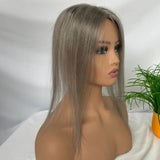 Grey Color Woman Toupee European Human Hair for Thinning Hair 4x6 Inch Base French Lace with PU Clip in Hair Topper