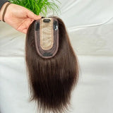 Brown Color Woman Toppers Real Human Hair for Thinning Hair 7 * 13CM Silk Top Base Hairpieces Clip in Remy Hair Pieces