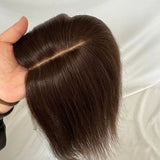 Brown Color Woman Toppers Real Human Hair for Thinning Hair 7 * 13CM Silk Top Base Hairpieces Clip in Remy Hair Pieces