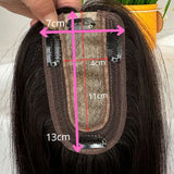 Natural Black Woman Toppers Real Human Hair for Thinning Hair 7 * 13CM Silk Top Base Hairpieces Clip in Remy Hair Pieces