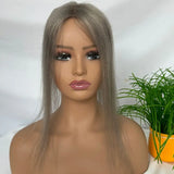 Grey Color Woman Toupee European Human Hair for Thinning Hair 4x6 Inch Base French Lace with PU Clip in Hair Topper