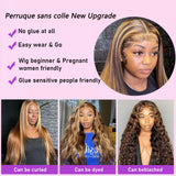 Pre Cut Straight Lace Front Highlight Wig Human Hair 7X5 HD Lace Frontal Bleached Knots Glueless Wigs Pre Plucked Human Hair