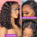 Short Bob Wig Curly 13x4 Glueless Lace Front Human Hair Wigs for Women PrePlucked Brazilian Transparent Deep Wave Frontal Wigs