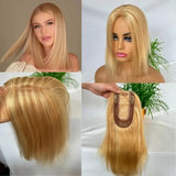 27 P 613 Blonde Woman Toppers Real Human Hair for Thinning Hair 7 * 13CM Silk Top Base Hairpieces Clip in Remy Hair Pieces