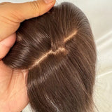 Brown Color Woman Toppers Real Human Hair for Thinning Hair 7 * 13CM Silk Top Base Hairpieces Clip in Remy Hair Pieces