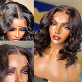 Body Wave Short Bob Wig Wavy Lace Front Human Hair Wig for Women Brazilian Loose Water Wave Frontal Wig Closure Wigs PrePlucked