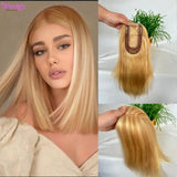 27 P 613 Blonde Woman Toppers Real Human Hair for Thinning Hair 7 * 13CM Silk Top Base Hairpieces Clip in Remy Hair Pieces