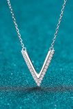 Sterling Silver V Letter Pendant Necklace