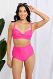 Marina West Swim Take A Dip Twist High-Rise Bikini in Pink