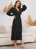 Surplice Balloon Sleeve Dress