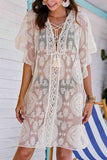 Lace-Up Sheer Cover Up