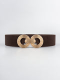 Geometric Buckle Elastic Wide Belt