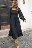 Smocked Ruffle Hem Flounce Sleeve Dress