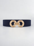 Geometric Buckle Elastic Wide Belt