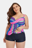 Plus Size Printed Crisscross Cutout Two-Piece Swim Set