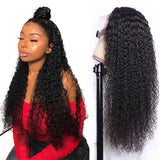 30 Inch Kinky Curly Lace Front Human Hair Wigs 13x4 Deep Wave Frontal Wig .