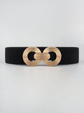 Geometric Buckle Elastic Wide Belt